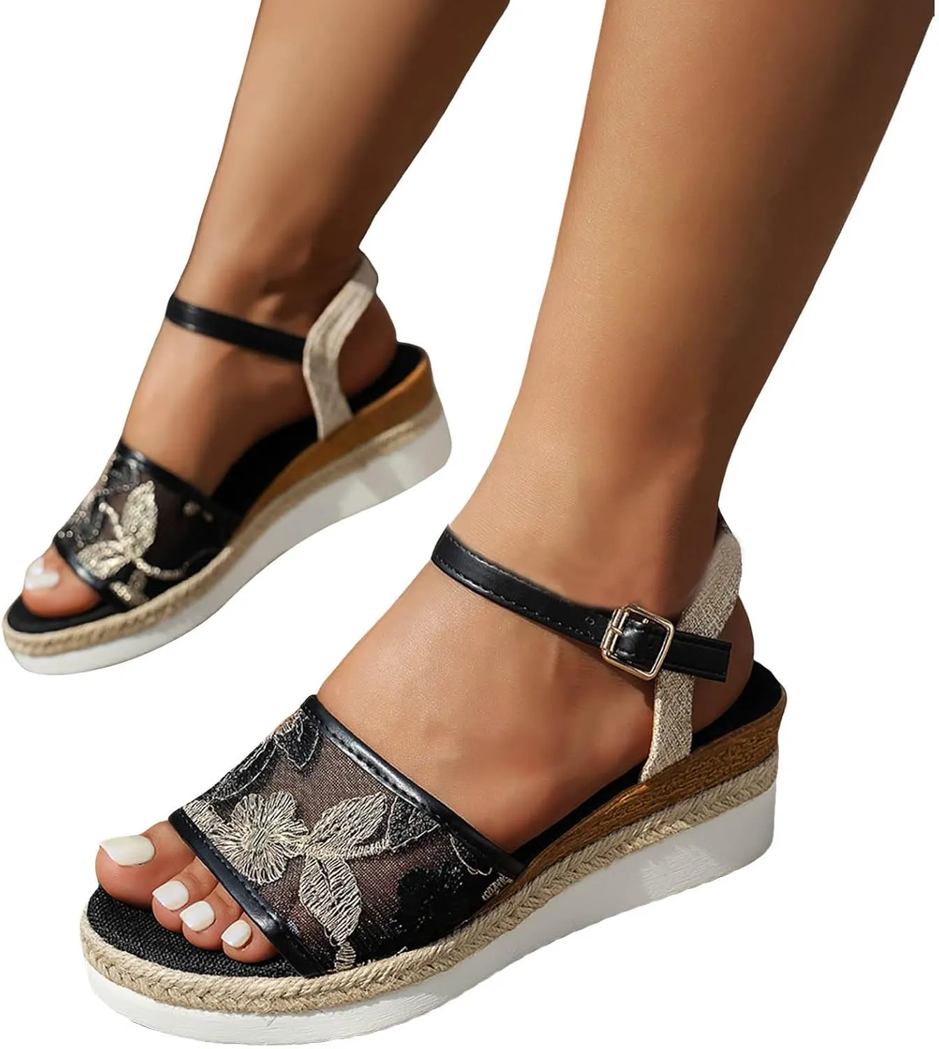 Womens Dressy Summer Platform Wedge Sandals Lightweight Summer Espadrille Sole Strap Casual Vacation Sandals Increase