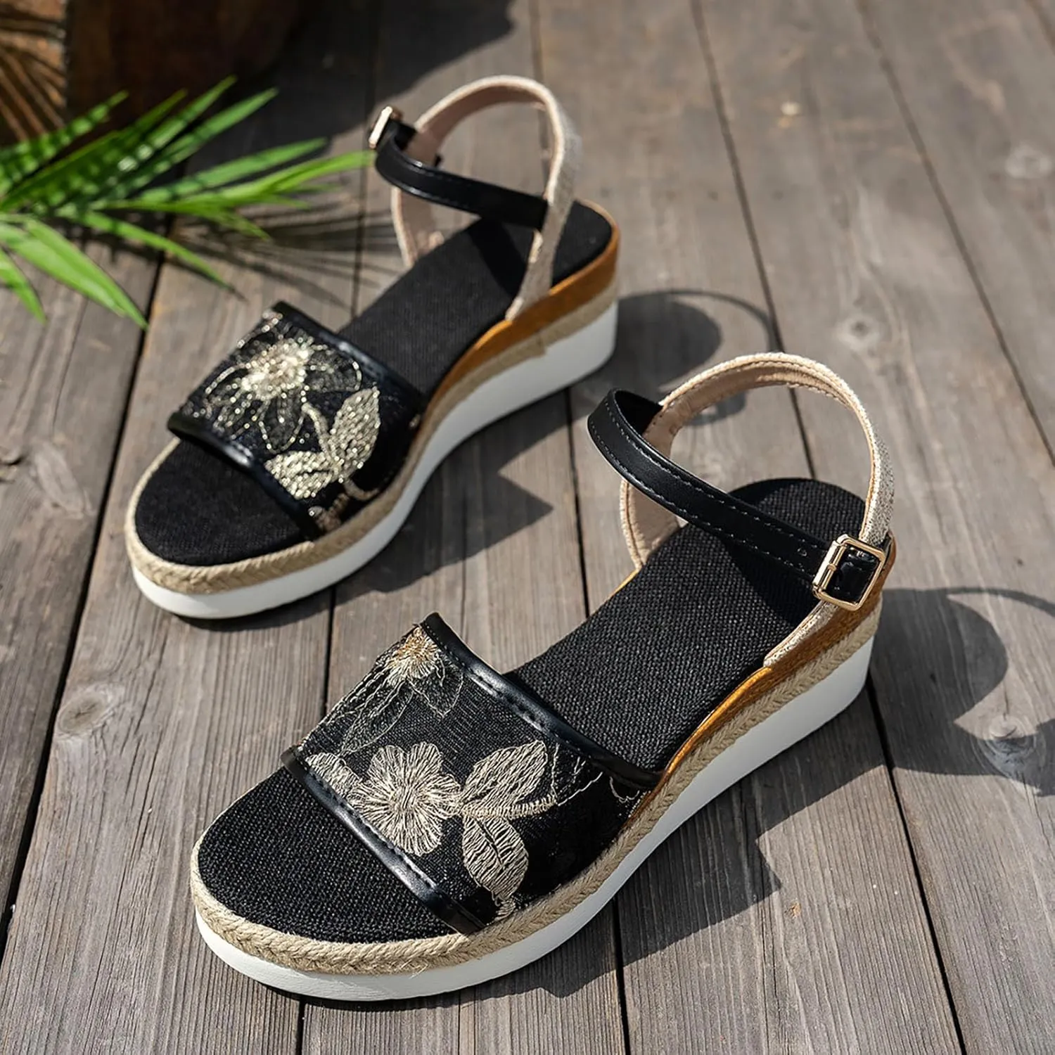 Womens Dressy Summer Platform Wedge Sandals Lightweight Summer Espadrille Sole Strap Casual Vacation Sandals Increase