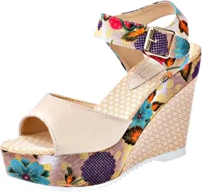 Women's Espadrille Wedges Sandals Heels Open Toe Platform Buckle Ankle Strap Summer Dress Shoes, Elegant Floral Classic Wedge Sandals Fish Mouth Breathable Espadrilles