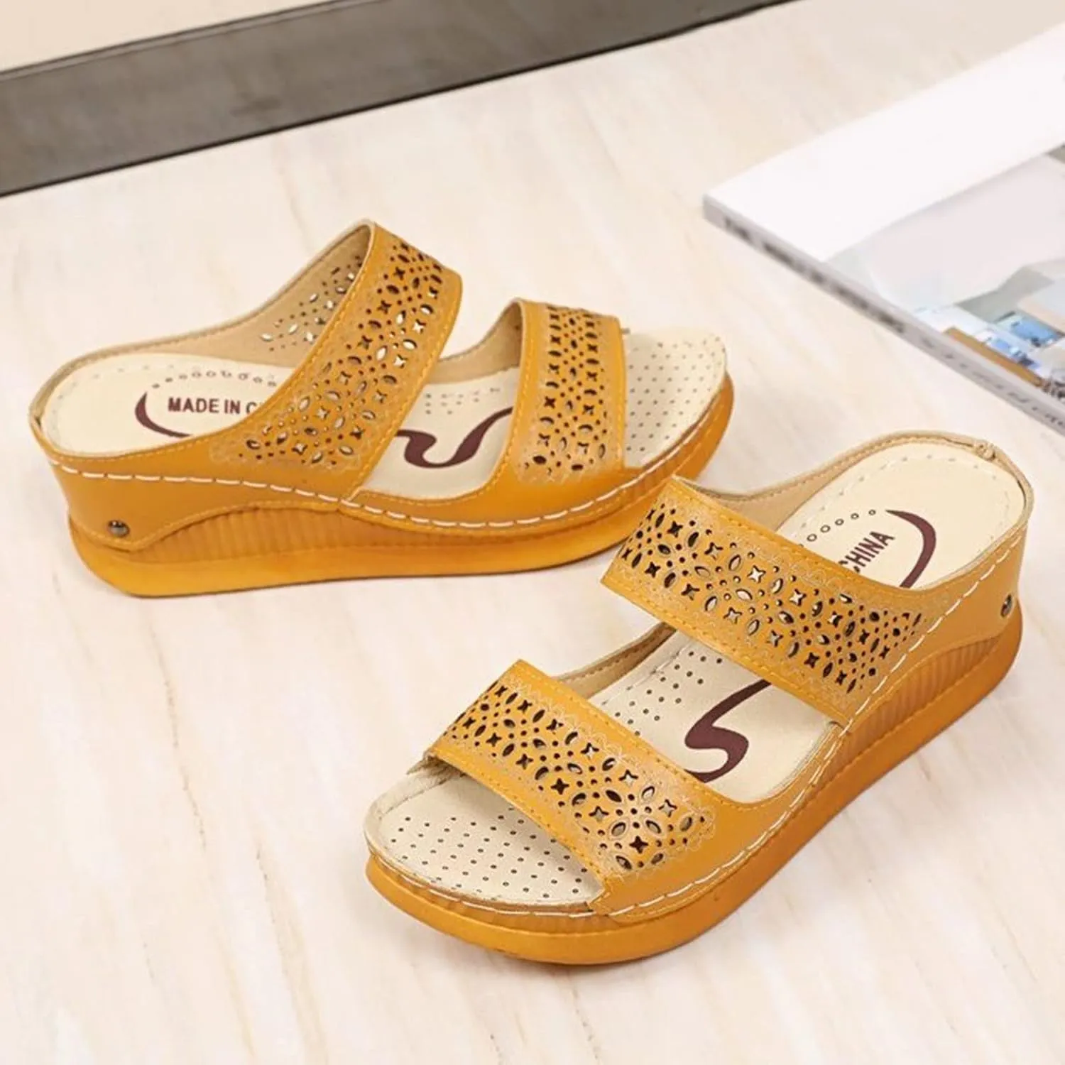 Women's Fashion Slide Sandal And Sandals Fashion Roman Toe Slippers Summer With Hollow Slope Ladies Spring Women's