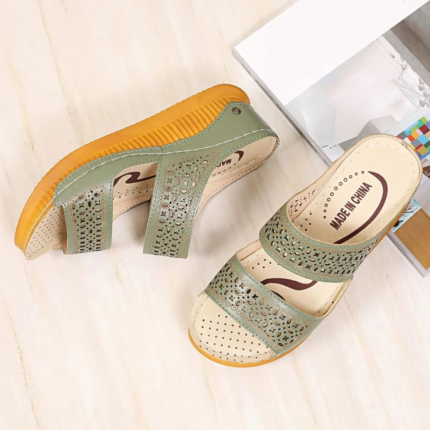 Women's Fashion Slide Sandal And Sandals Fashion Roman Toe Slippers Summer With Hollow Slope Ladies Spring Women's