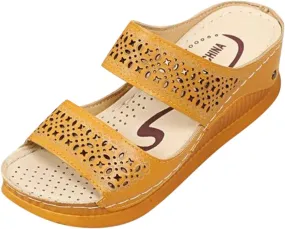 Women's Fashion Slide Sandal And Sandals Fashion Roman Toe Slippers Summer With Hollow Slope Ladies Spring Women's
