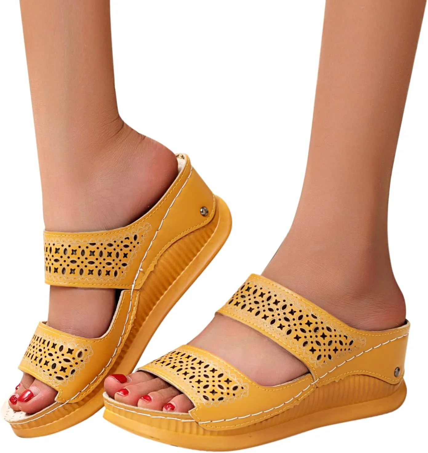 Women's Fashion Slide Sandal And Sandals Fashion Roman Toe Slippers Summer With Hollow Slope Ladies Spring Women's