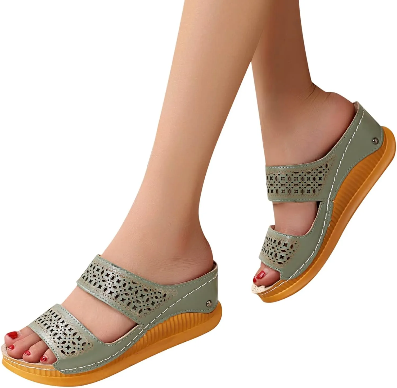 Women's Fashion Slide Sandal And Sandals Fashion Roman Toe Slippers Summer With Hollow Slope Ladies Spring Women's