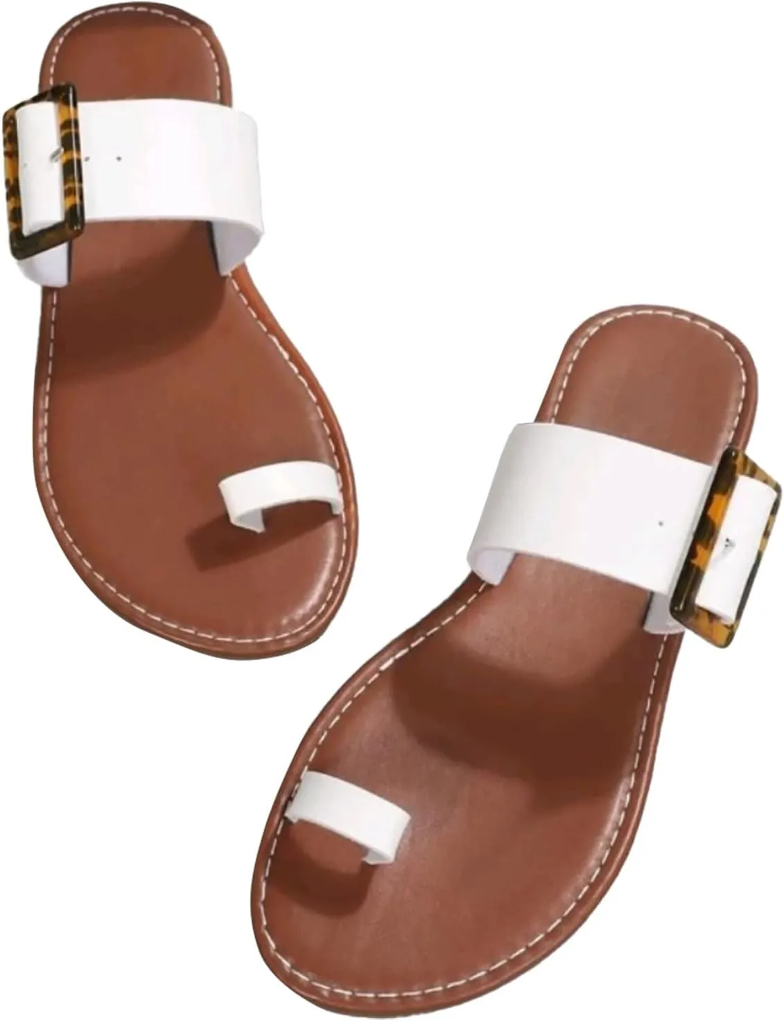 Women's Fashion Slide Sandal Women Summer Solid Color Strap Casual Open Toe Flat Soft Bottom Breathable Slippers Shoes