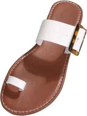 Women's Fashion Slide Sandal Women Summer Solid Color Strap Casual Open Toe Flat Soft Bottom Breathable Slippers Shoes