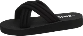 Women's Fashion Slide Sandal Women's Thick Soled Over Large Size Slippers Fashionable Beach One Word Printing Solid