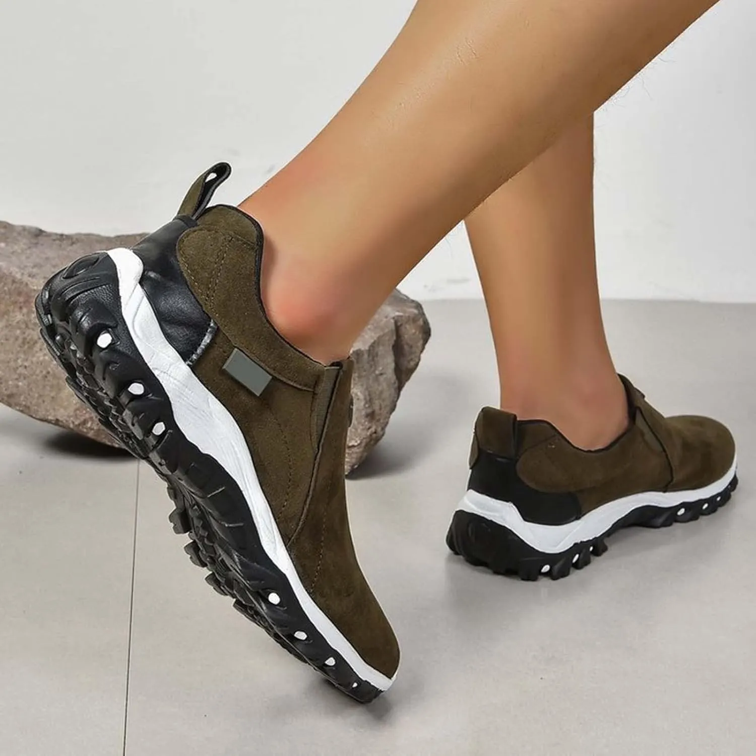 Women's Fashion Sneakers Non Slip Comfortable Hiking Shoes Slip On Orthopedic Shoes Arch Support Walking Shoes