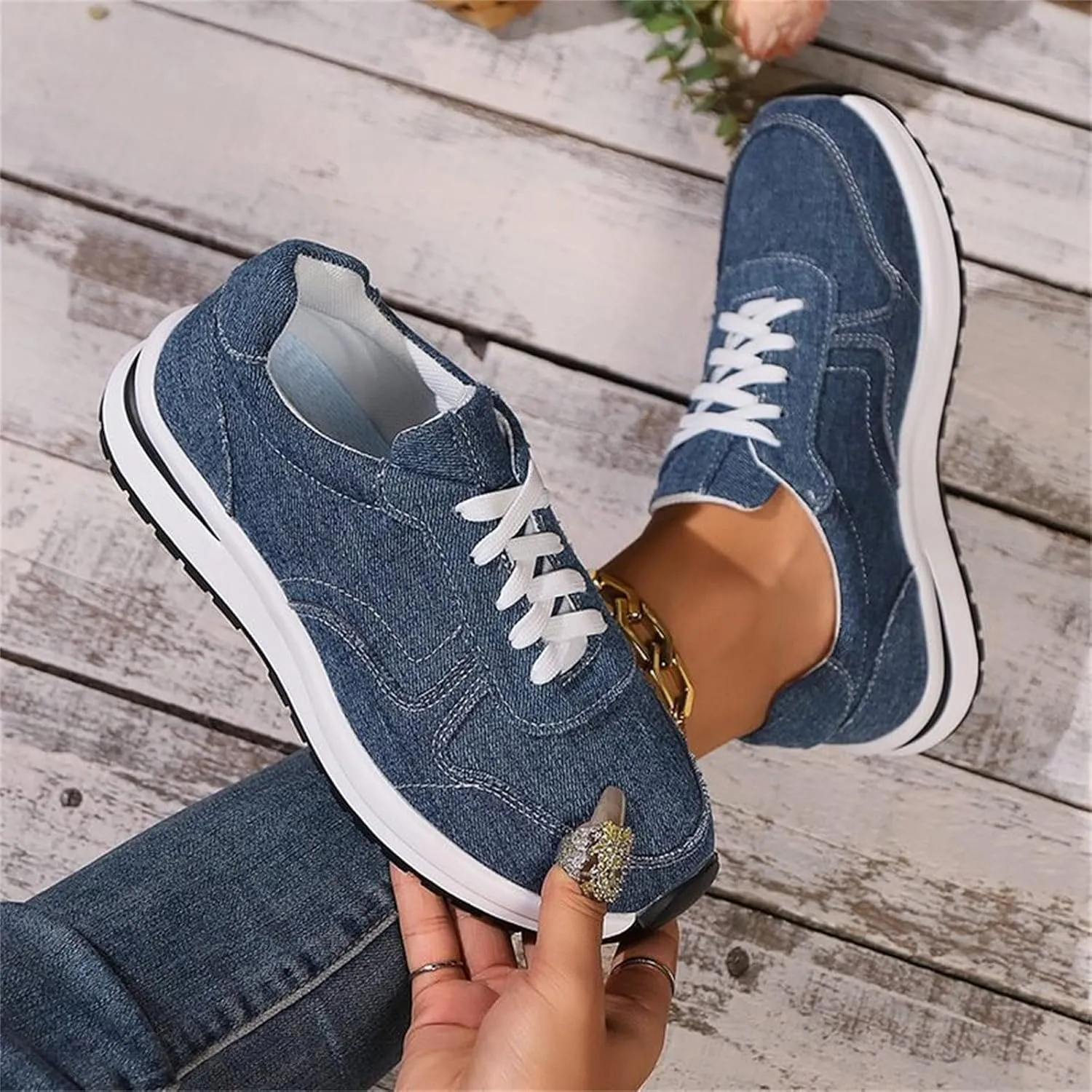 Women's Fashion Sneakers Thick Sole Casual Walking Shoes Comfy Slip On Lace Up Athletic Shoes for Women