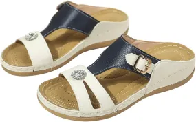 Womens Flat Sandals Women's Ankle Strap Low Wedge Sandals Beach Sandals Women's Classic Wedge Heels Sandals
