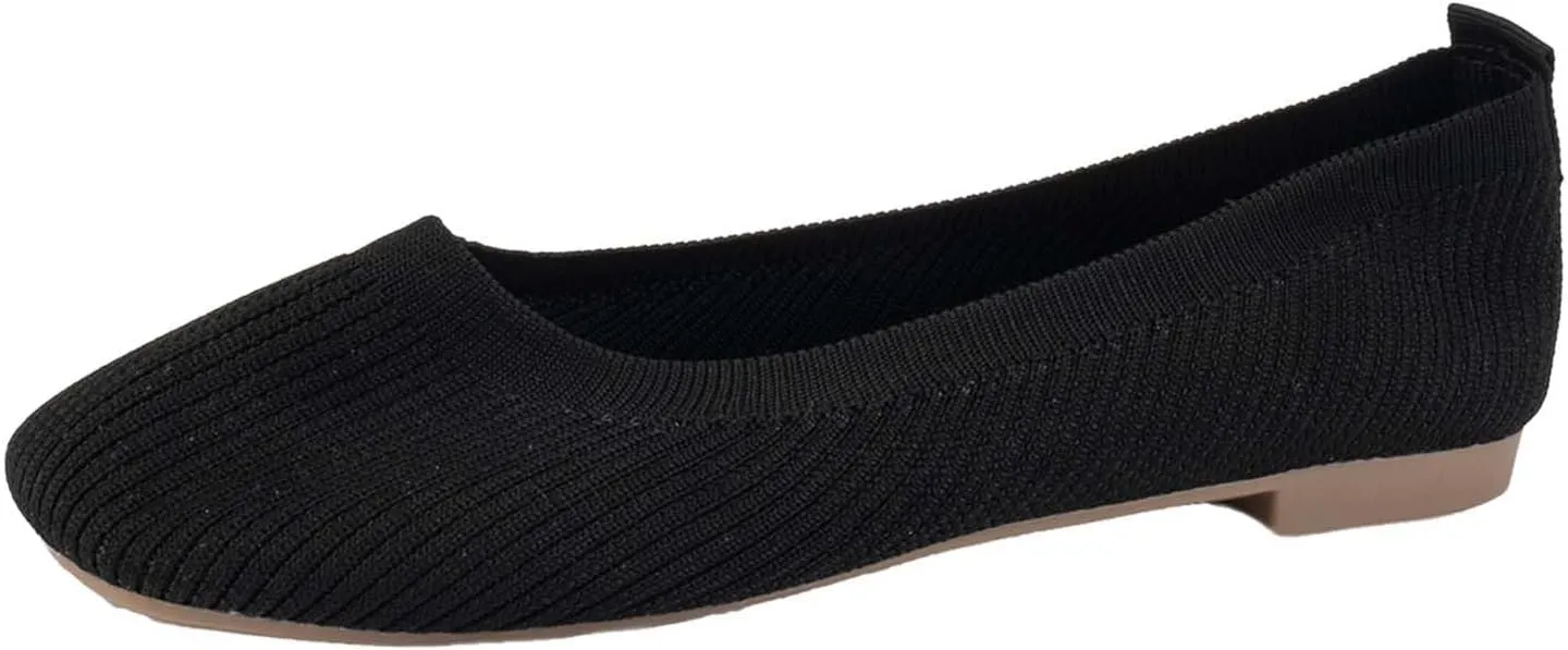 Women's Flats Shoes Pointed Toe Knit Ballet Ballerina Walking Flats Shoes for Woman Dress Flat Ballet Slip On