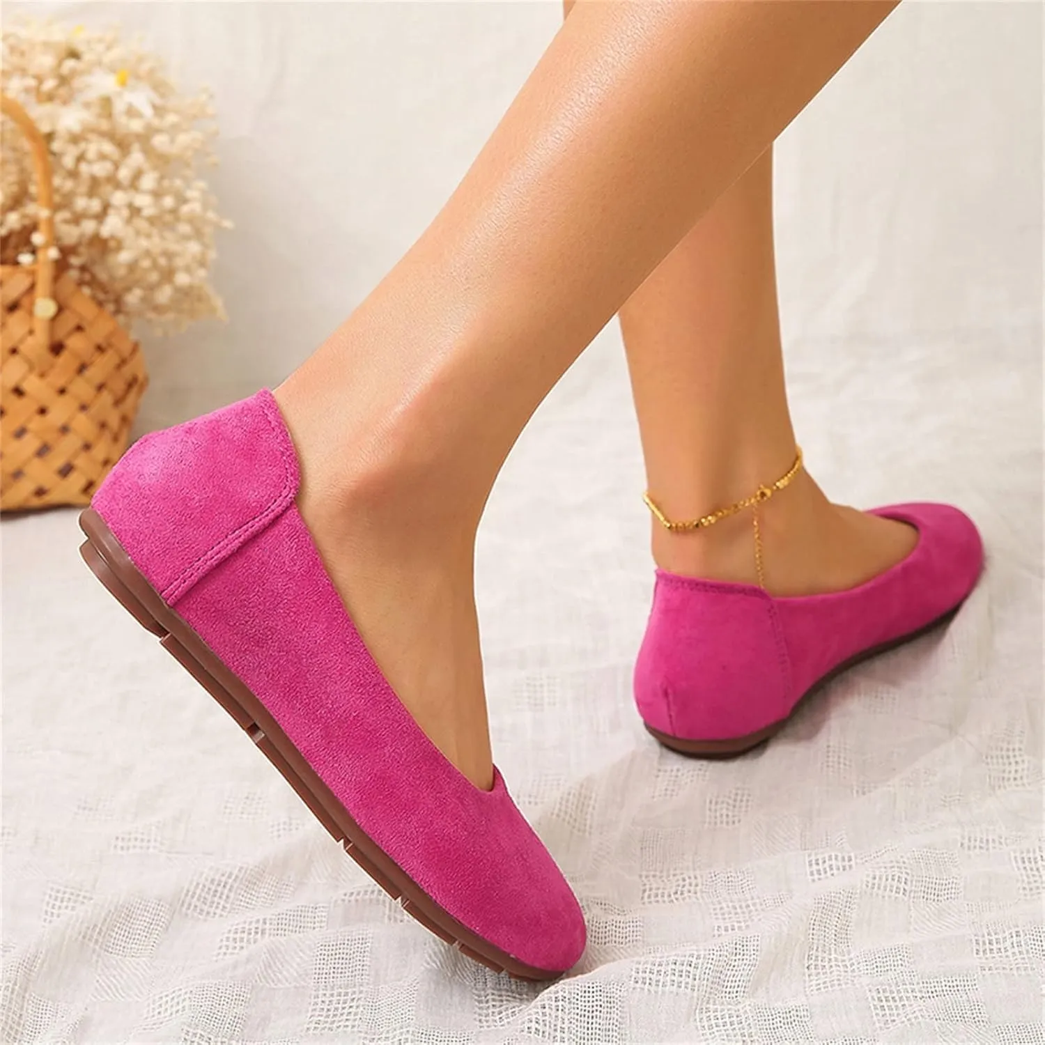 Women's Flats Women's Pointed-Toe Ballet Flat Knit Flat Shoes for Women Comfortable Womens Dress Shoes