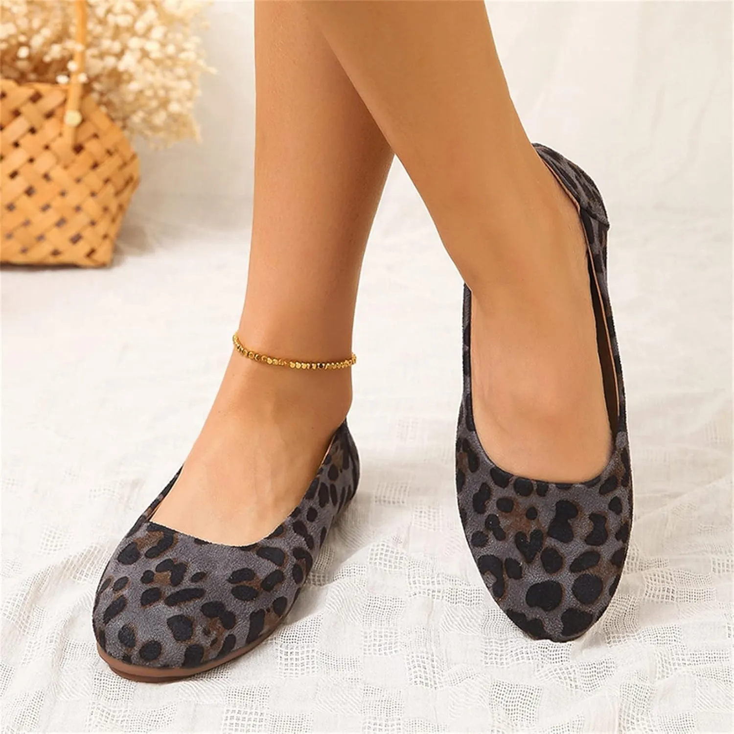Women's Flats Women's Pointed-Toe Ballet Flat Knit Flat Shoes for Women Comfortable Womens Dress Shoes