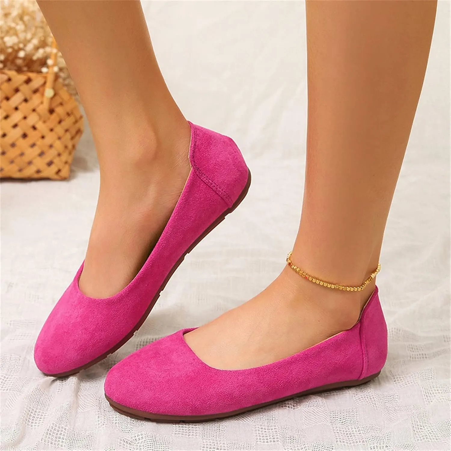 Women's Flats Women's Pointed-Toe Ballet Flat Knit Flat Shoes for Women Comfortable Womens Dress Shoes