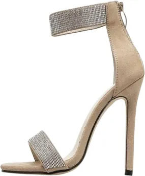 Womens Heel Dress Shoes Ladies Diamonds Heel for Wedding Party Dress High Fasion Sexy Chunky Sandal