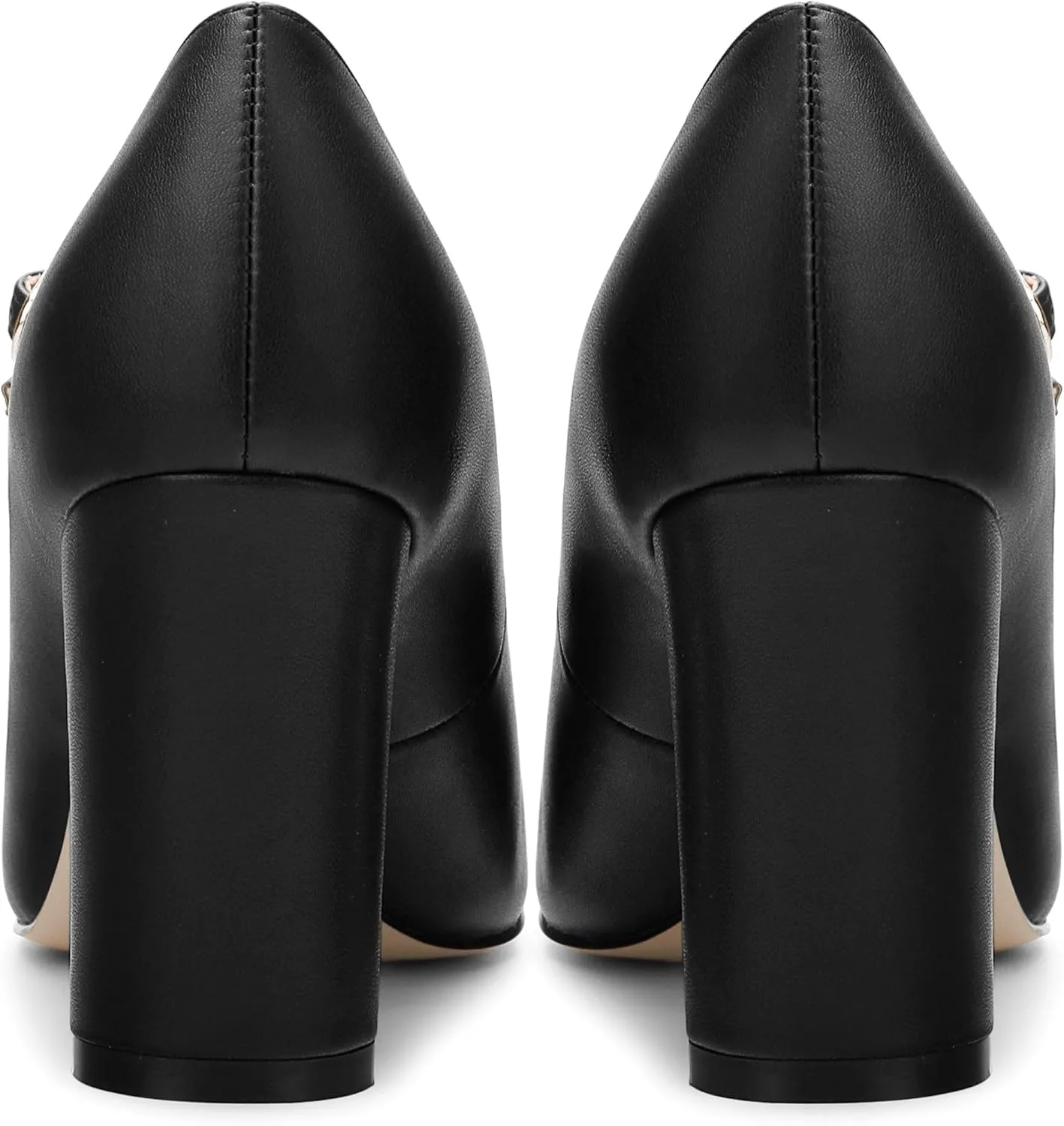 Women's Mary Jane Pumps, Womens Closed Round Toe Block Chunky High Heels Back Strap Party Dress Office High Heel Shoes 3.15 Inch