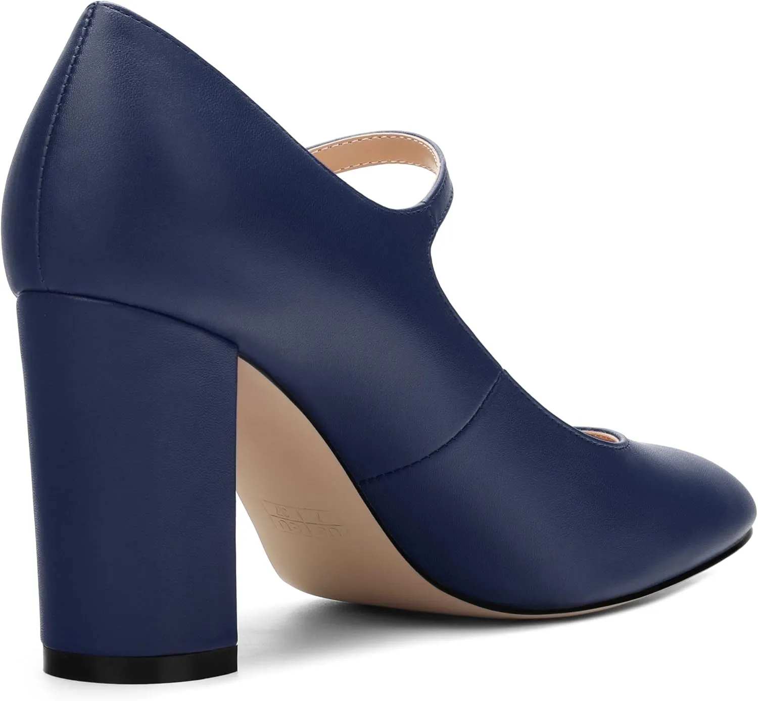 Women's Mary Jane Pumps, Womens Closed Round Toe Block Chunky High Heels Back Strap Party Dress Office High Heel Shoes 3.15 Inch