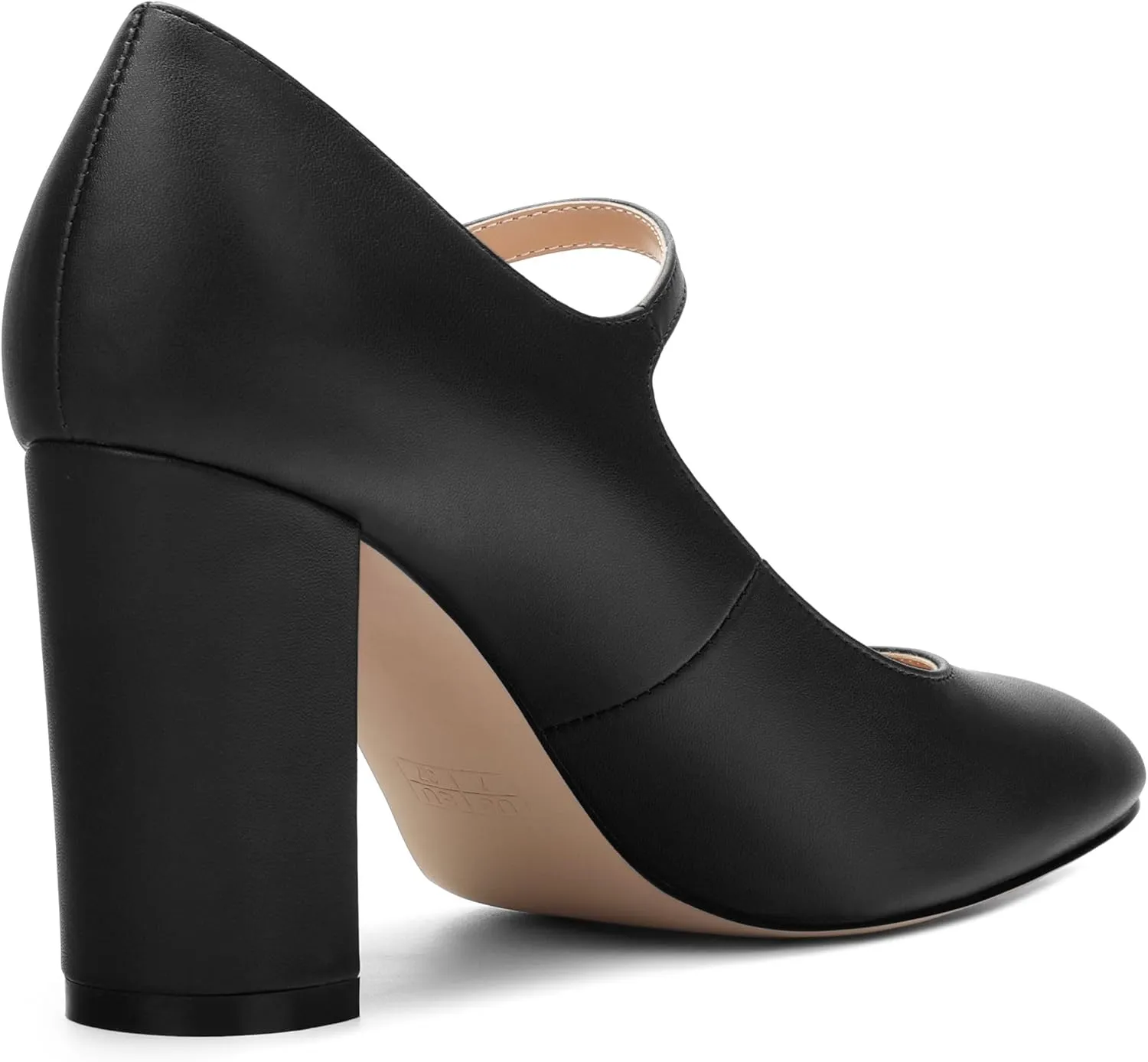 Women's Mary Jane Pumps, Womens Closed Round Toe Block Chunky High Heels Back Strap Party Dress Office High Heel Shoes 3.15 Inch