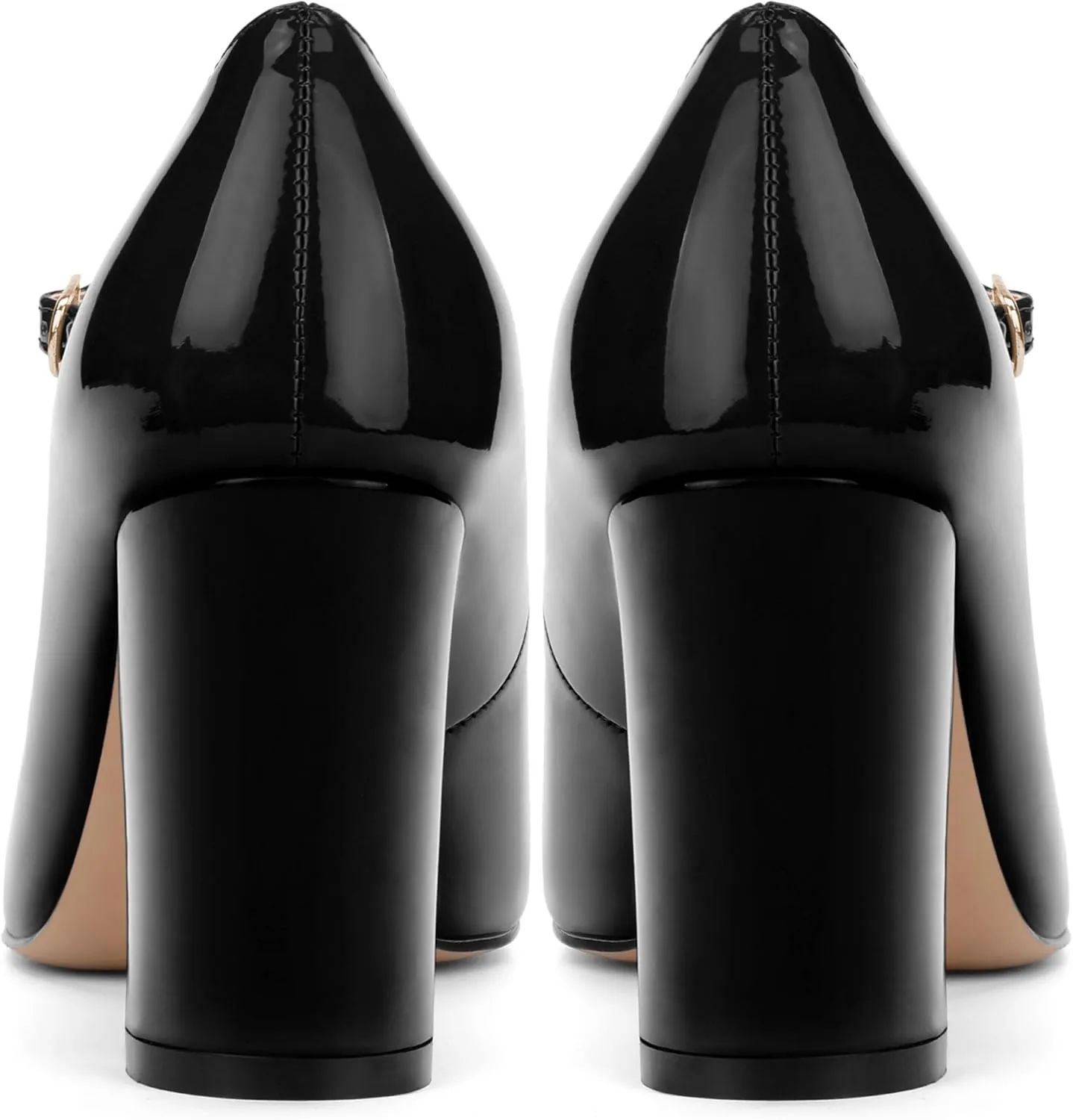 Women's Mary Jane Pumps, Womens Closed Round Toe Block Chunky High Heels Back Strap Party Dress Office High Heel Shoes 3.15 Inch