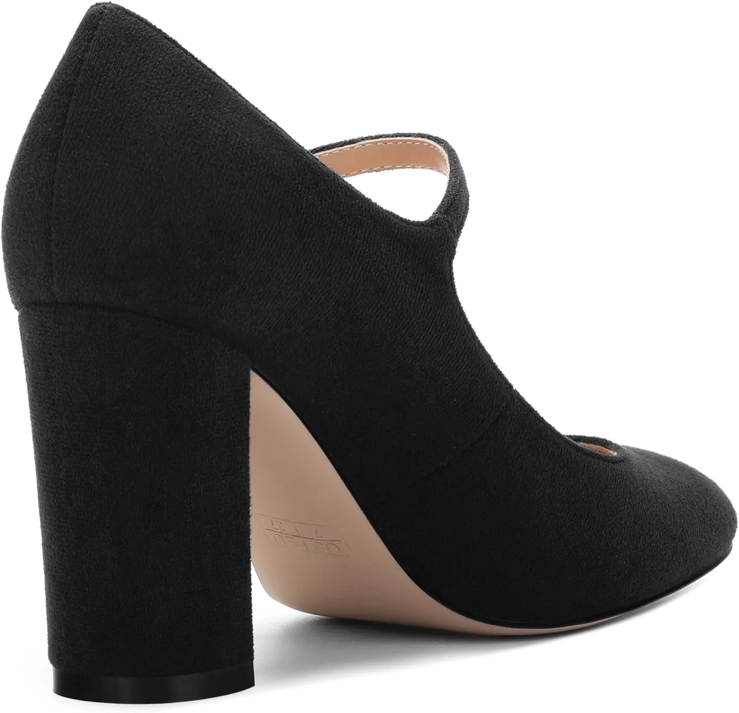 Women's Mary Jane Pumps, Womens Closed Round Toe Block Chunky High Heels Back Strap Party Dress Office High Heel Shoes 3.15 Inch