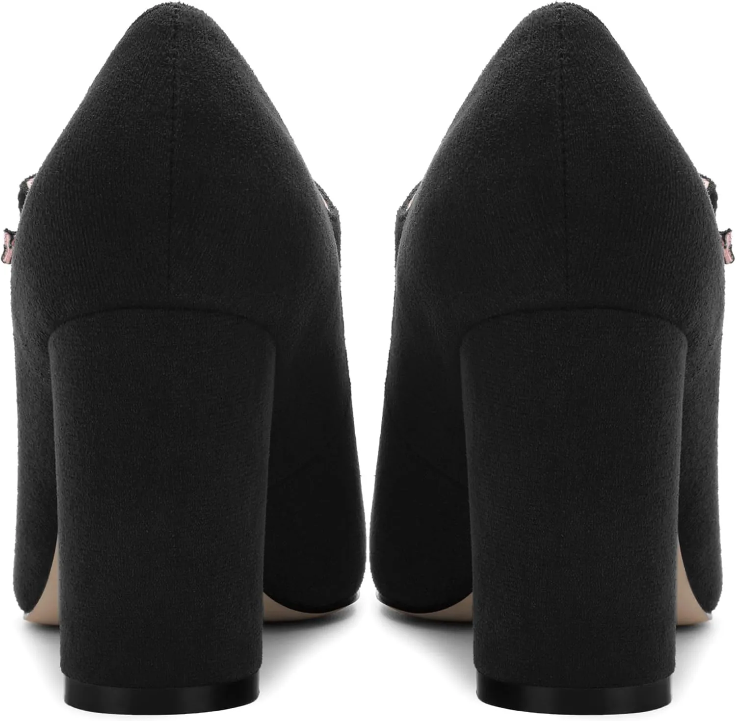 Women's Mary Jane Pumps, Womens Closed Round Toe Block Chunky High Heels Back Strap Party Dress Office High Heel Shoes 3.15 Inch