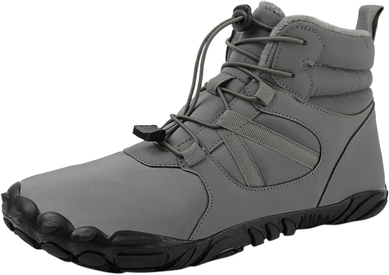 Womens Mens Snow Boots Warm Fur Lined Casual Winter Hiking Boots Anti-Slip Women Men Winter Boots Waterproof Backpacking Boots Outdoor Walking Shoes For Ladies Ankle Boots with Drawstring