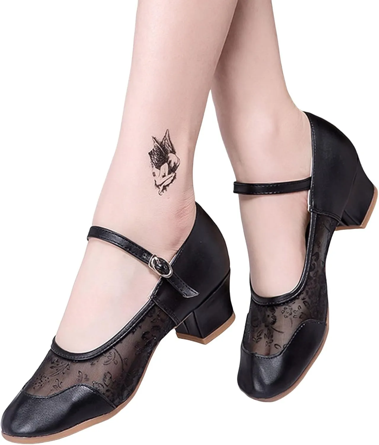 Women's Middle Heel Mesh Latin Dance Shoes Single Shoe Women's Low Chunky Block Heels Heeled Knee High Thick Heel Boots