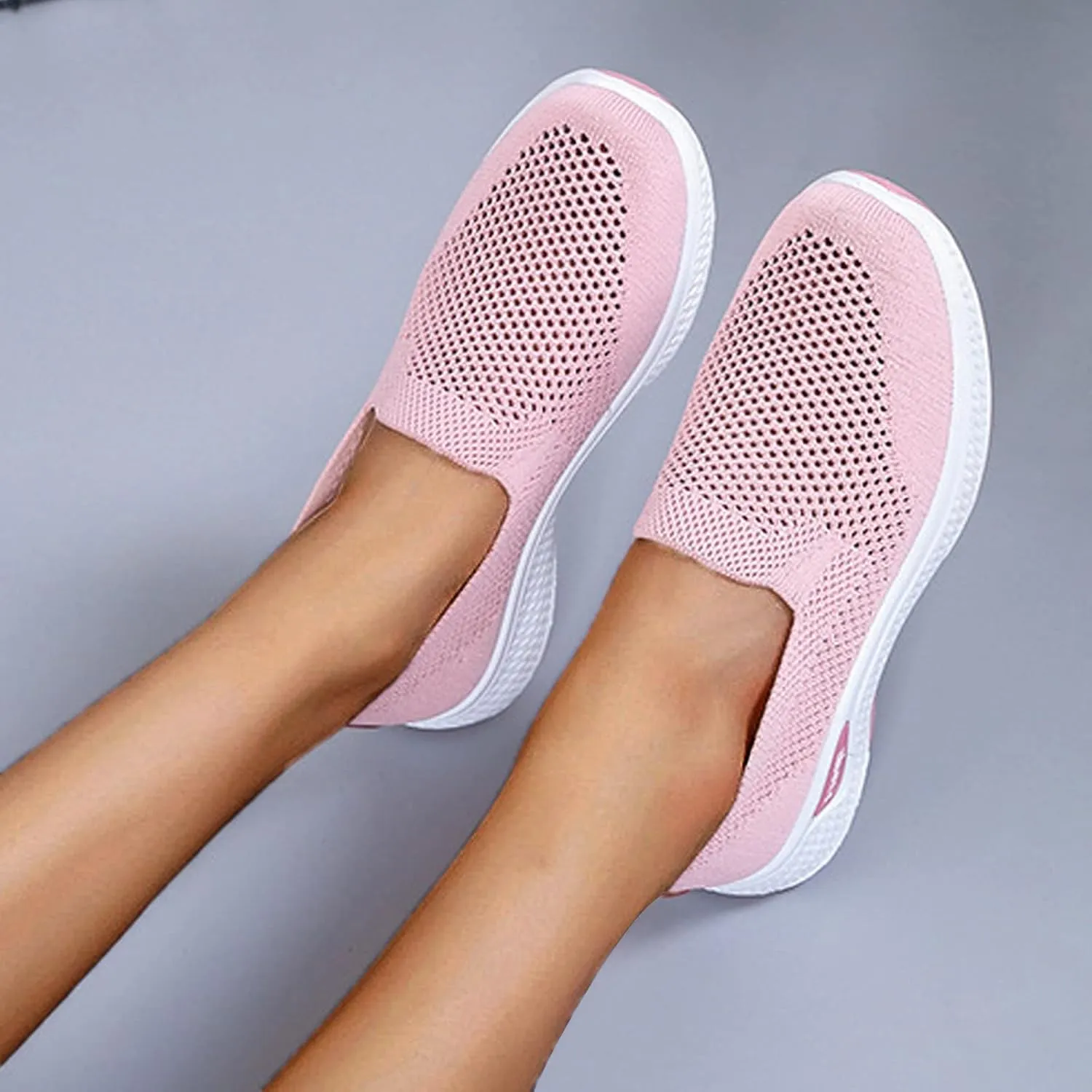 Womens Non Slip Slip On Shoes Casual Walking Sneakers Lightweight Canvas Comfortable Flat Fashion Loafers