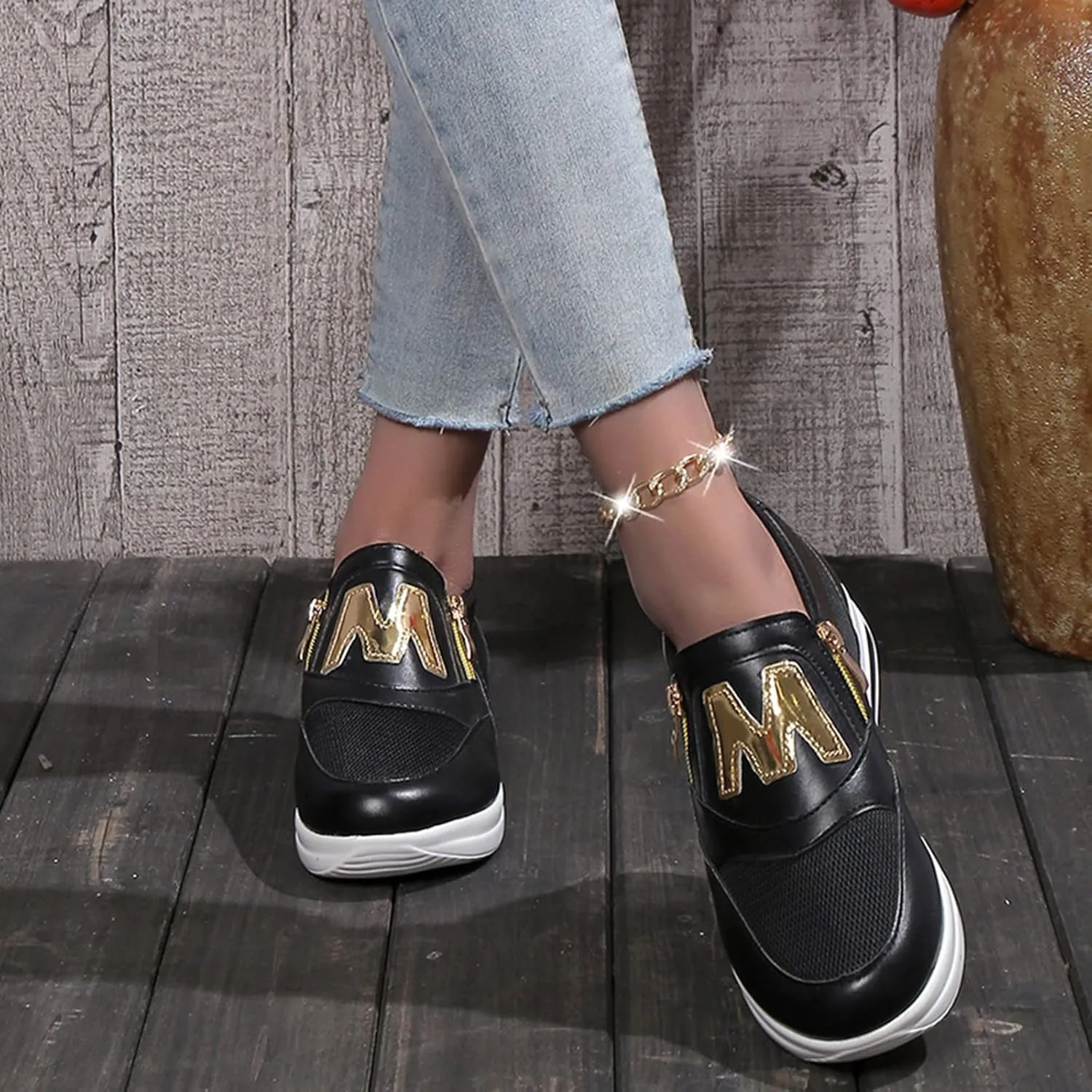 Womens Non Slip Slip On Shoes Casual Walking Sneakers Lightweight Canvas Comfortable Flat Fashion Loafers