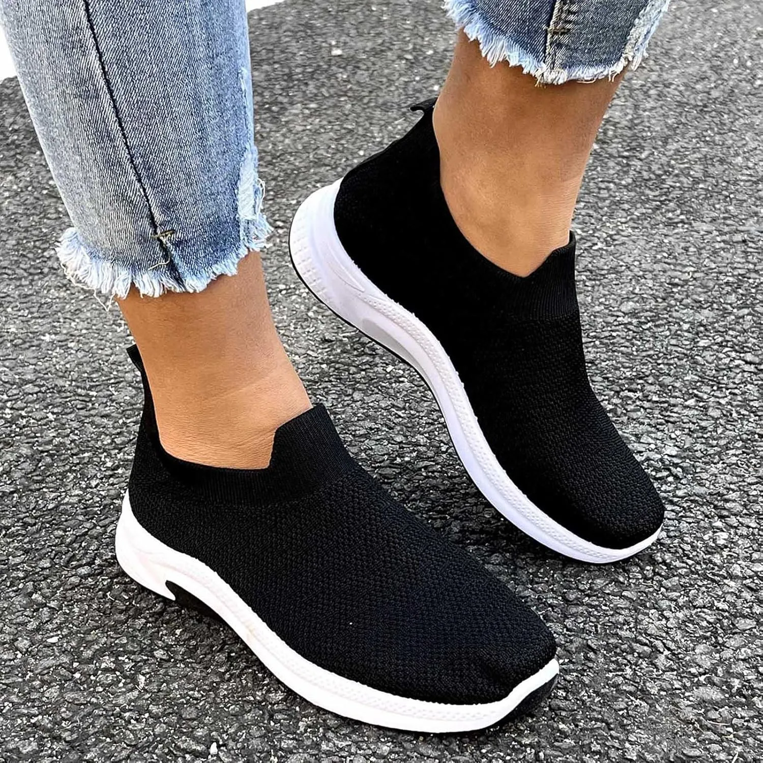 Women's Non Slip Tennis Sneakers Breathable Mesh Shoes Casual Sport Shoes Arch Support Shoes for Elderly Women