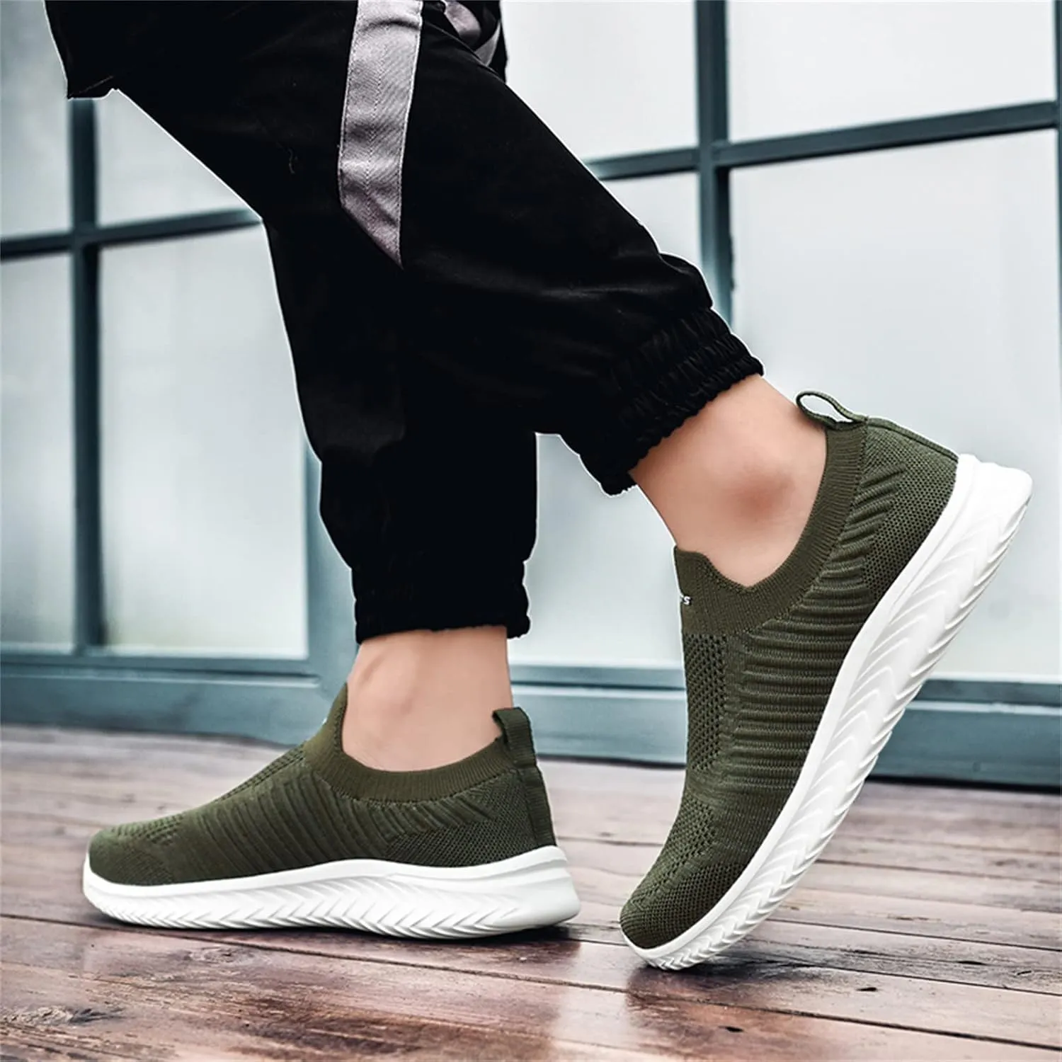 Womens Non Slip Work Shoes Slip On Water Resistant Mens Dress Shoes Arch Support Men's Casual Shoes Platform Sneakers Black Tennis Shoe Loafers Casual Slip On