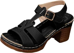 Women's Open Toe Heeled Sandal Chunky Heel Fish Mouth Thick Bottom Women's Sandals Outside Wear Exposed Toe High Heeled