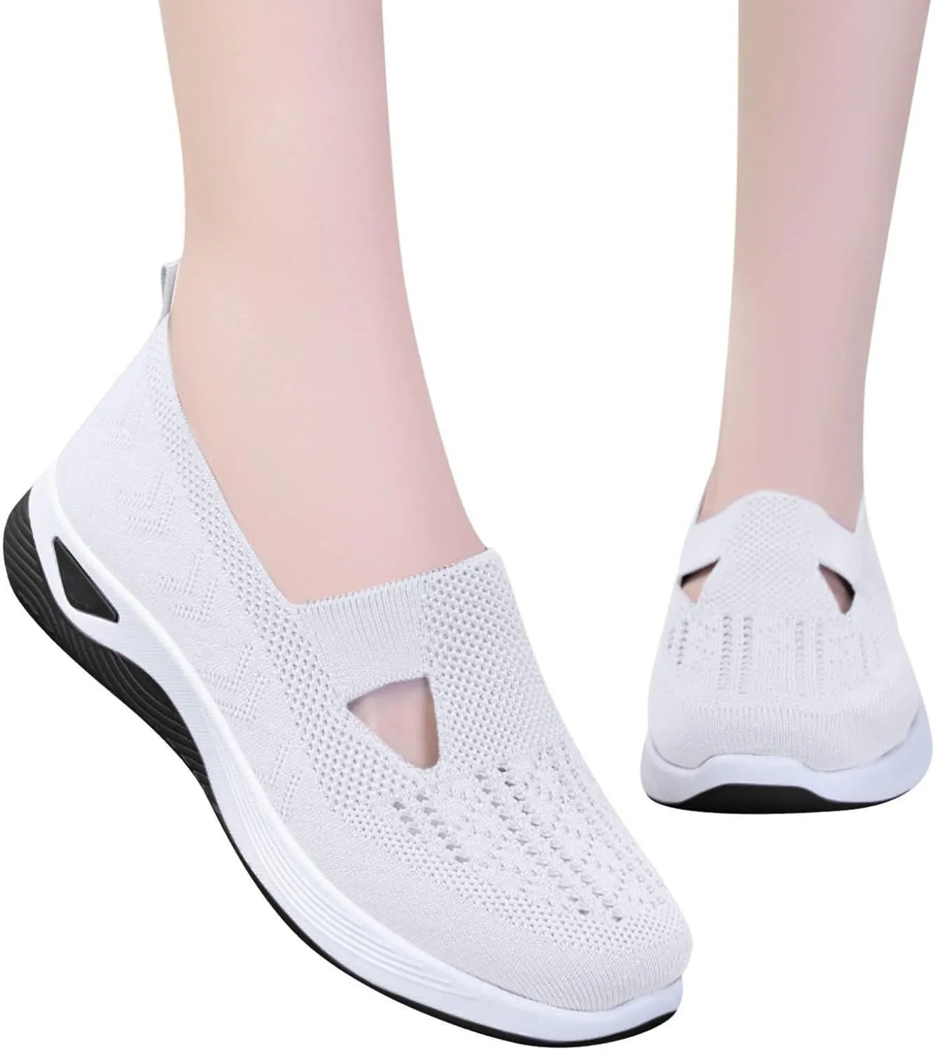Womens Orthopedic Comfortable Walking Shoes Slip On Sneakers with Arch Support Casual Loafers for Plantar Fasciitis Relief Foot Heel Pain Diabetic Feet