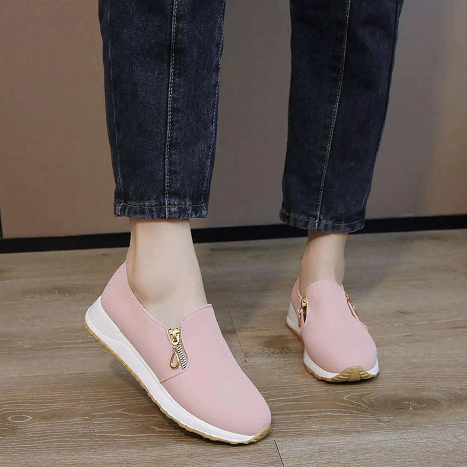 Womens Orthopedic Diabetic Shoes Slip On Walking Sneakers with Arch Support Comfortable Casual Loafers Plantar Fasciitis Relief Foot Heel Pain