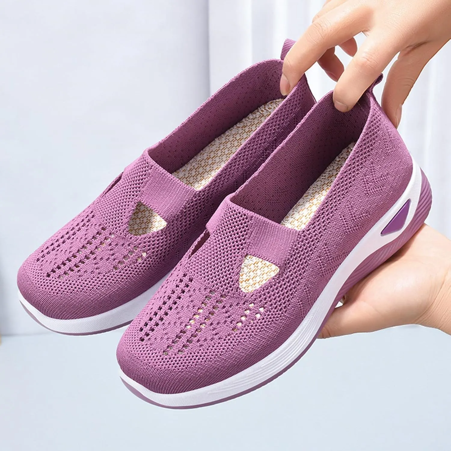 Womens Orthopedic Diabetic Shoes Slip On Walking Sneakers with Arch Support Comfortable Casual Loafers Plantar Fasciitis Relief Foot Heel Pain