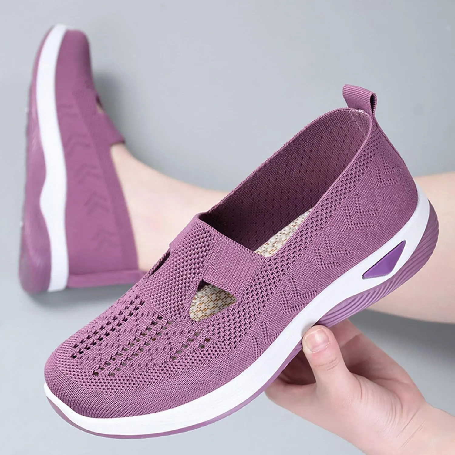Womens Orthopedic Diabetic Shoes Slip On Walking Sneakers with Arch Support Comfortable Casual Loafers Plantar Fasciitis Relief Foot Heel Pain