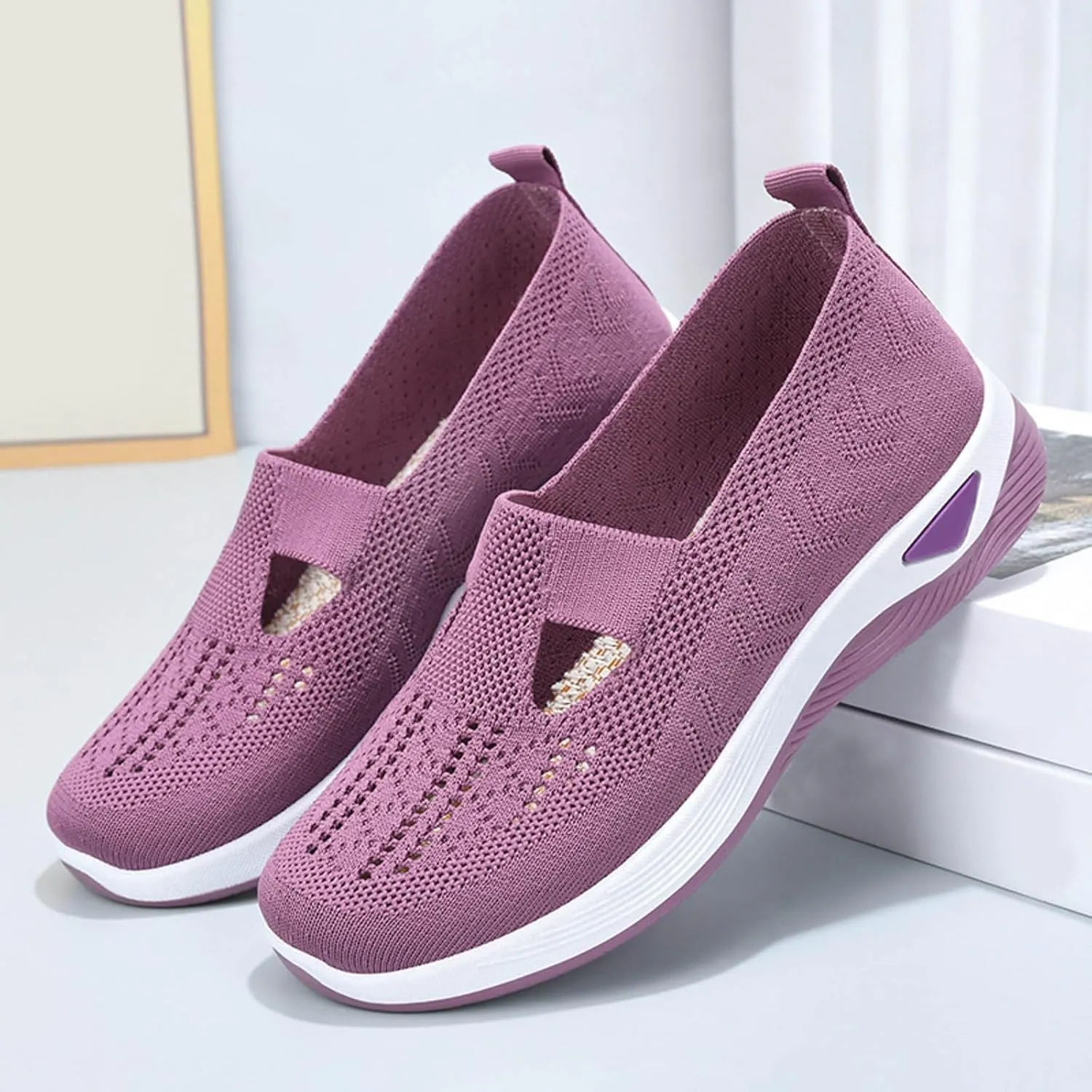 Womens Orthopedic Diabetic Shoes Slip On Walking Sneakers with Arch Support Comfortable Casual Loafers Plantar Fasciitis Relief Foot Heel Pain