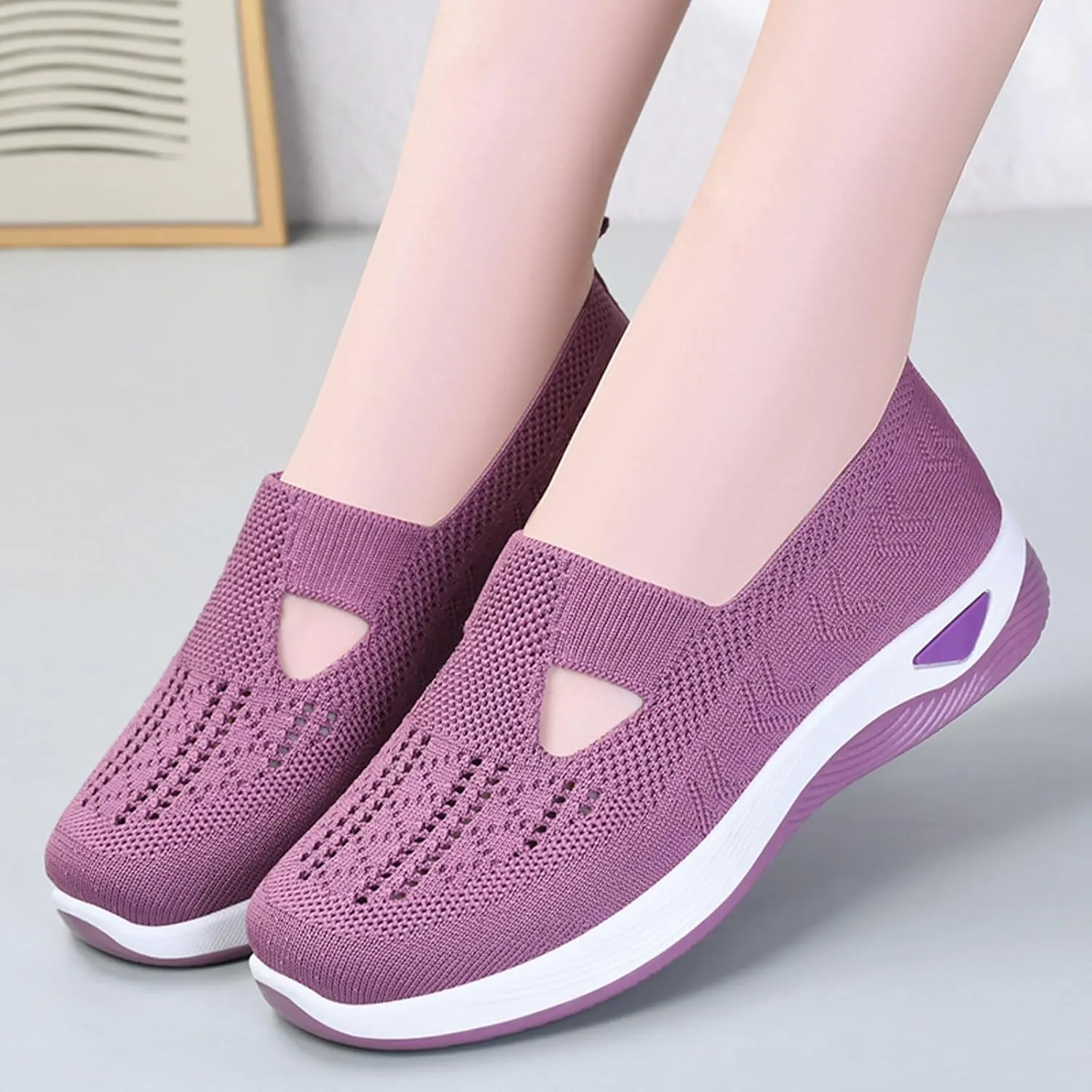 Womens Orthopedic Diabetic Shoes Slip On Walking Sneakers with Arch Support Comfortable Casual Loafers Plantar Fasciitis Relief Foot Heel Pain