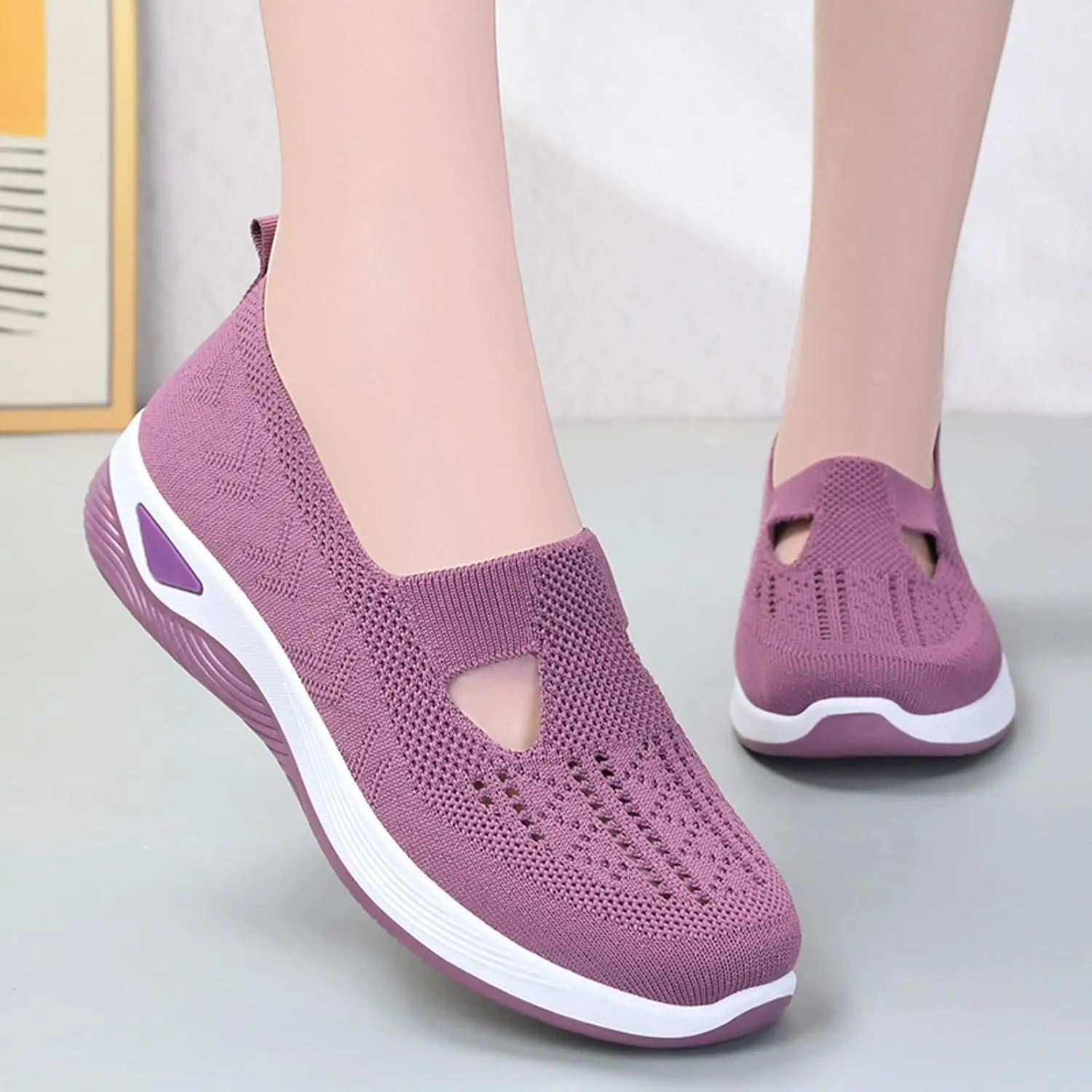 Womens Orthopedic Diabetic Shoes Slip On Walking Sneakers with Arch Support Comfortable Casual Loafers Plantar Fasciitis Relief Foot Heel Pain