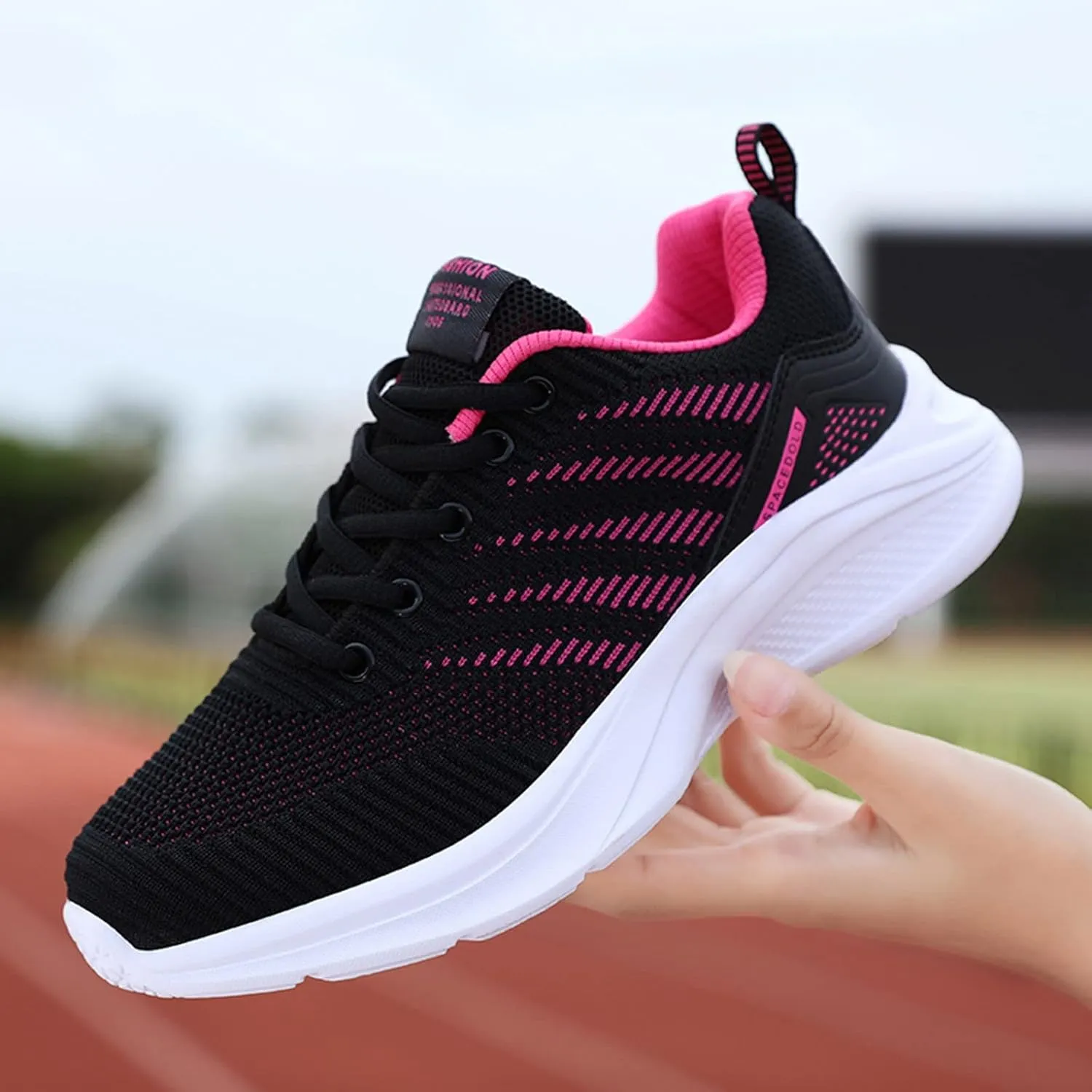 Women's Orthopedic Knit Coral Sneakers Fashion Low Top Sneakers with Platform Comfortable Running Tennis Shoe