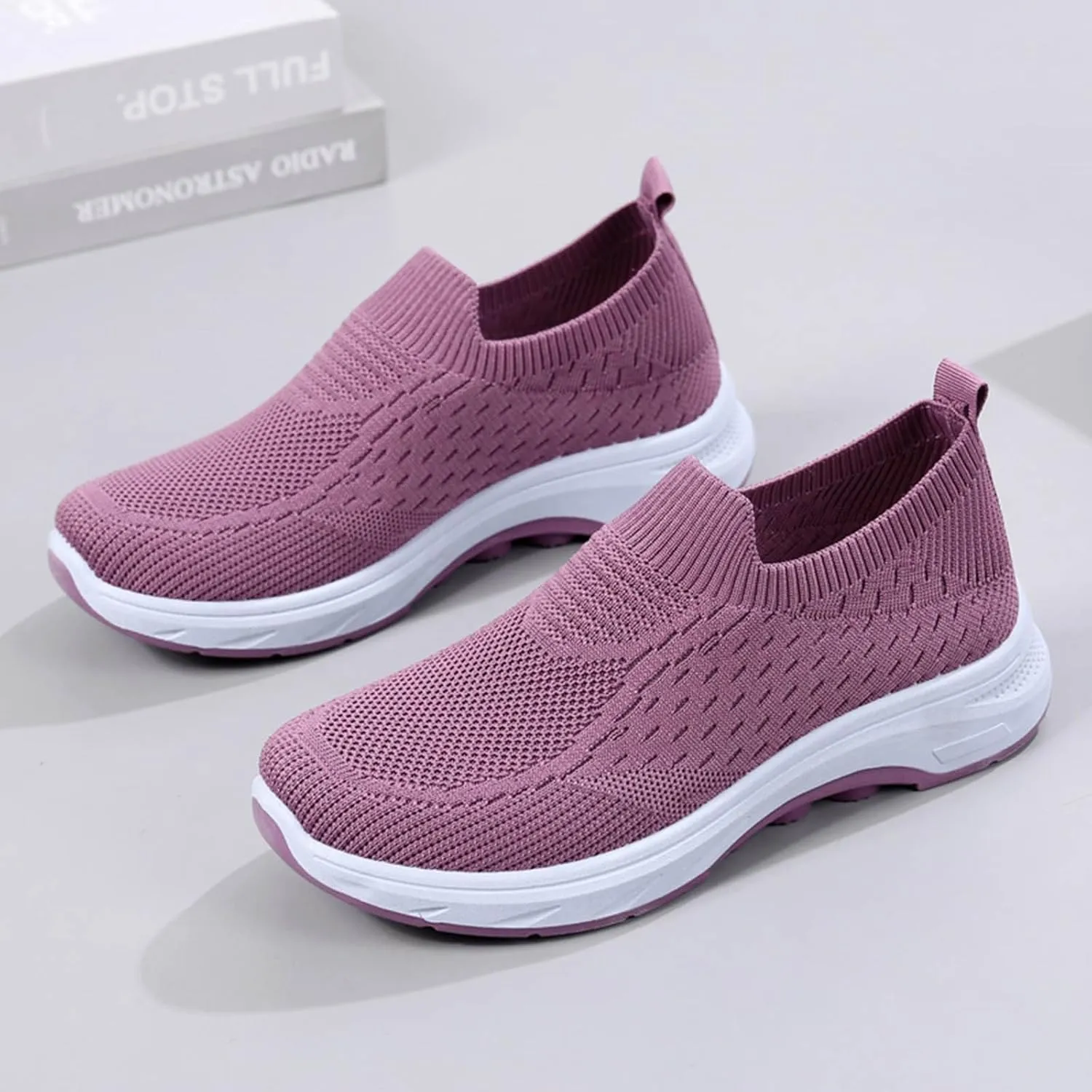 Women's Orthopedic Knit Coral Sneakers Ladies Sneakers Women's Fashion Lace Up Sneakers Women's Soft Woven Shoes