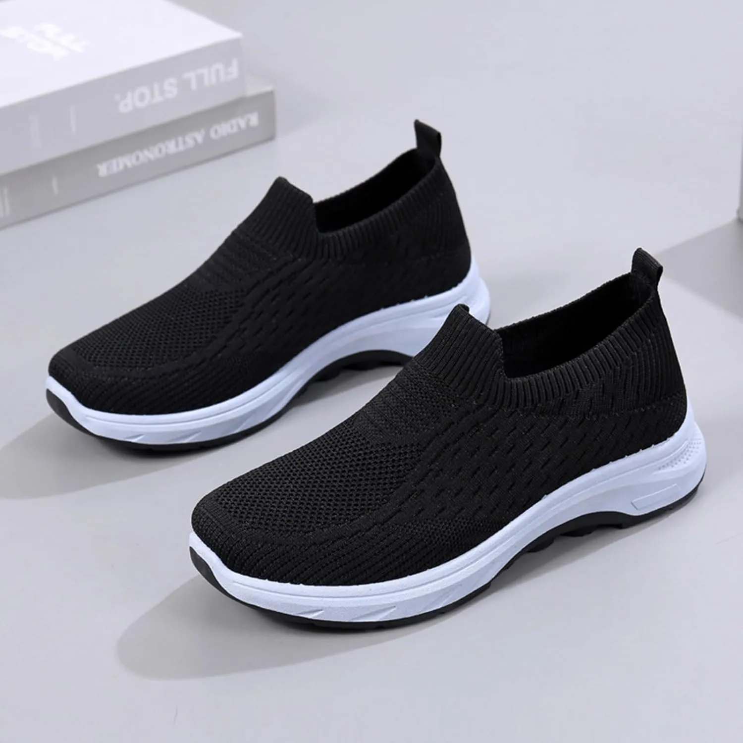 Women's Orthopedic Knit Coral Sneakers Ladies Sneakers Women's Fashion Lace Up Sneakers Women's Soft Woven Shoes