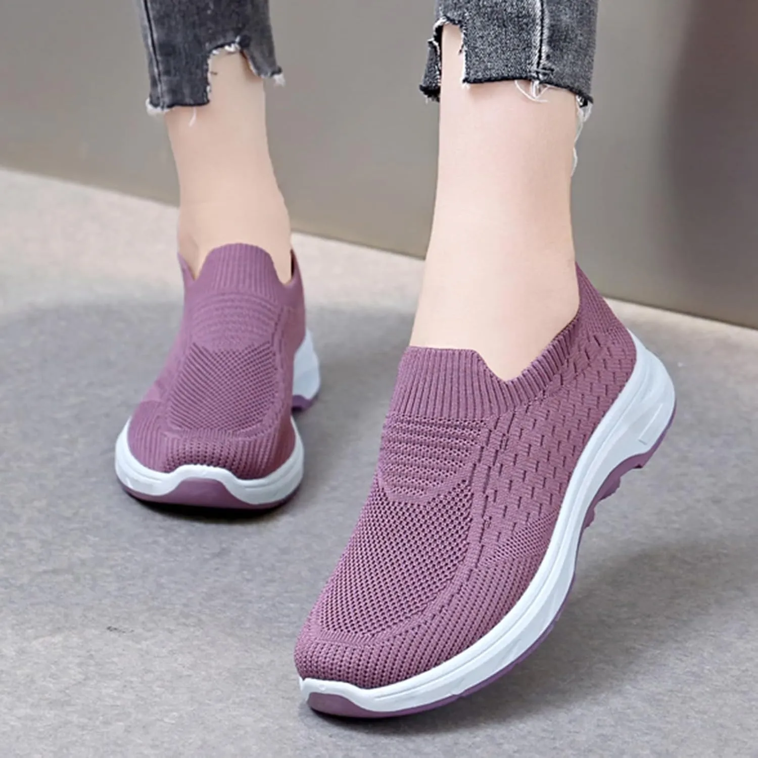 Women's Orthopedic Knit Coral Sneakers Ladies Sneakers Women's Fashion Lace Up Sneakers Women's Soft Woven Shoes