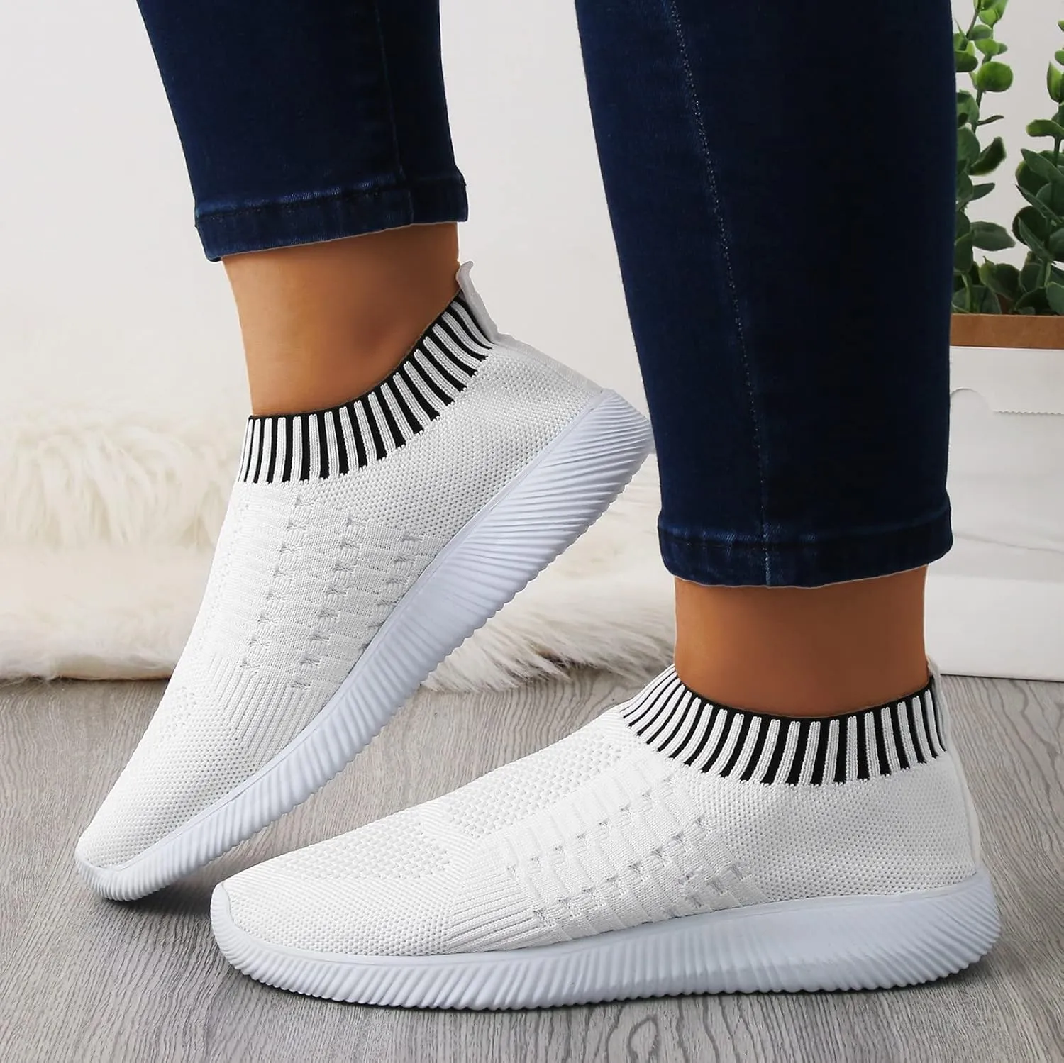 Womens Orthopedic Slip On Casual Shoes Walking Sneakers with Arch Support Comfortable Loafers Plantar Fasciitis Relief Foot Pain Diabetic Feet