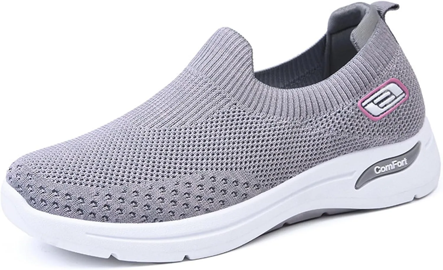 Womens Orthopedic Sneakers Breathable with Arch Support Wide Width Soft Sole Arch Support Slip on Mesh Woven Low Top Work Walking Shoes Lightweight Non-Slip Nurse Shoes