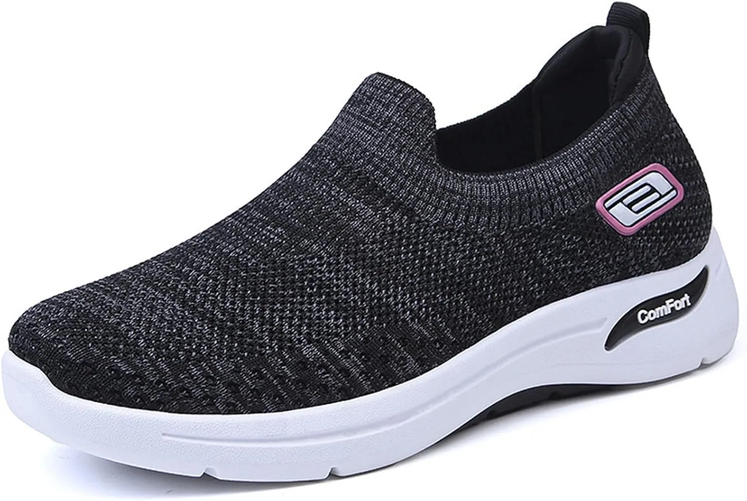Womens Orthopedic Sneakers Breathable with Arch Support Wide Width Soft Sole Arch Support Slip on Mesh Woven Low Top Work Walking Shoes Lightweight Non-Slip Nurse Shoes