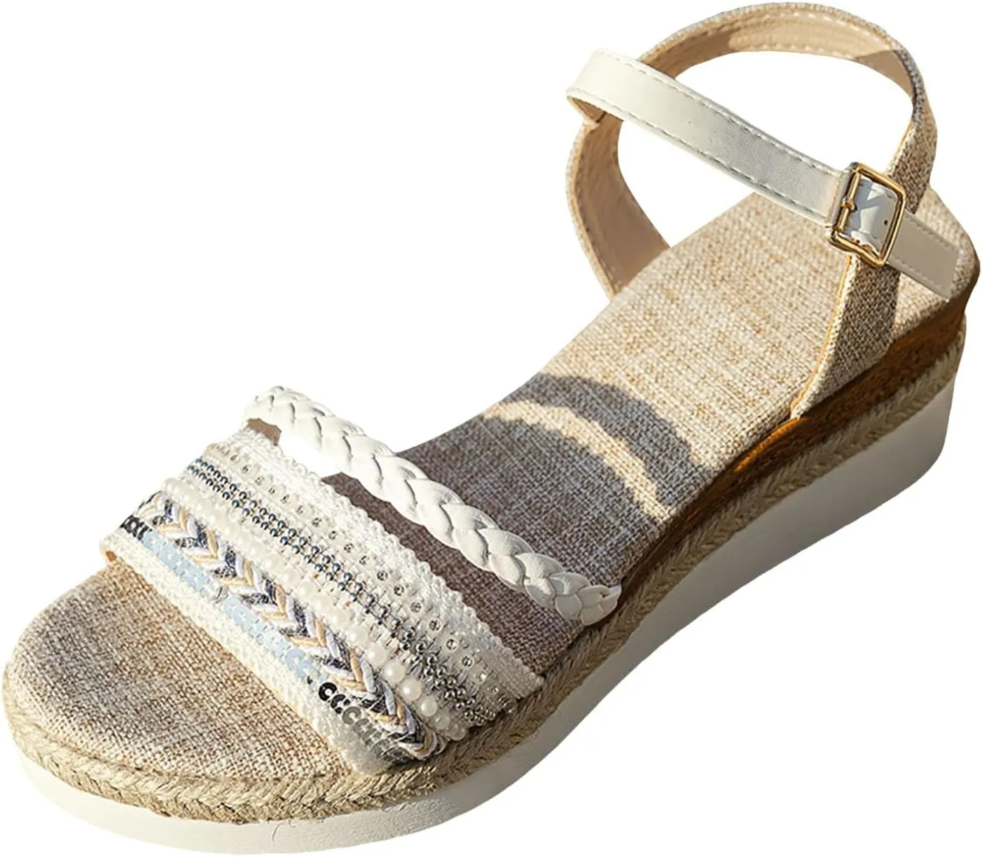 Women's Platform Espadrilles Bohemian Rhinestone Sandals For Women Fashion Wedge Heel Thick Sole Heightening Women's