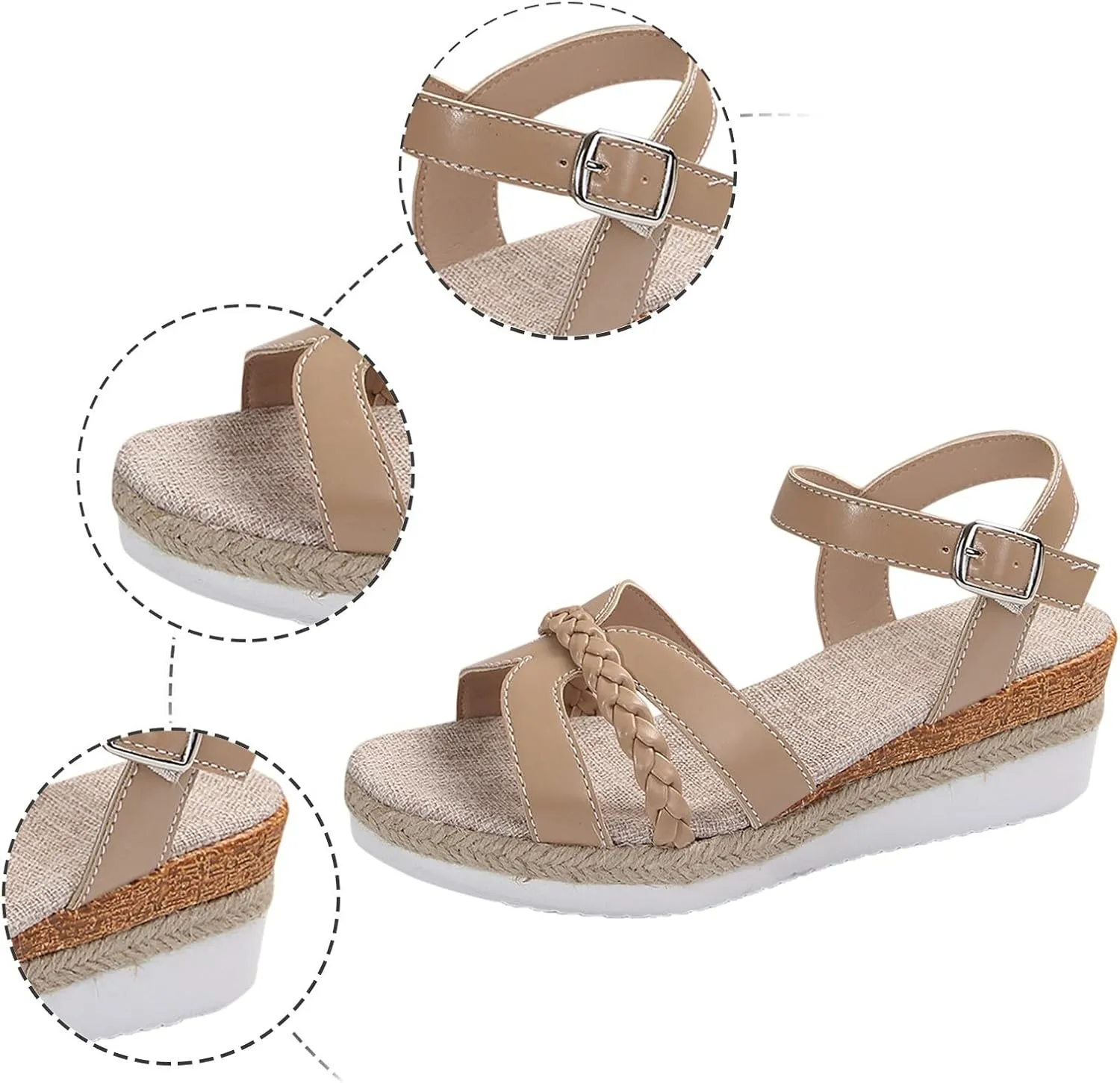 Womens Platform Sandals Ankle Strap Heel Sandal Open Toe Sandals for Women Wedges Open Toe Beach Sandals