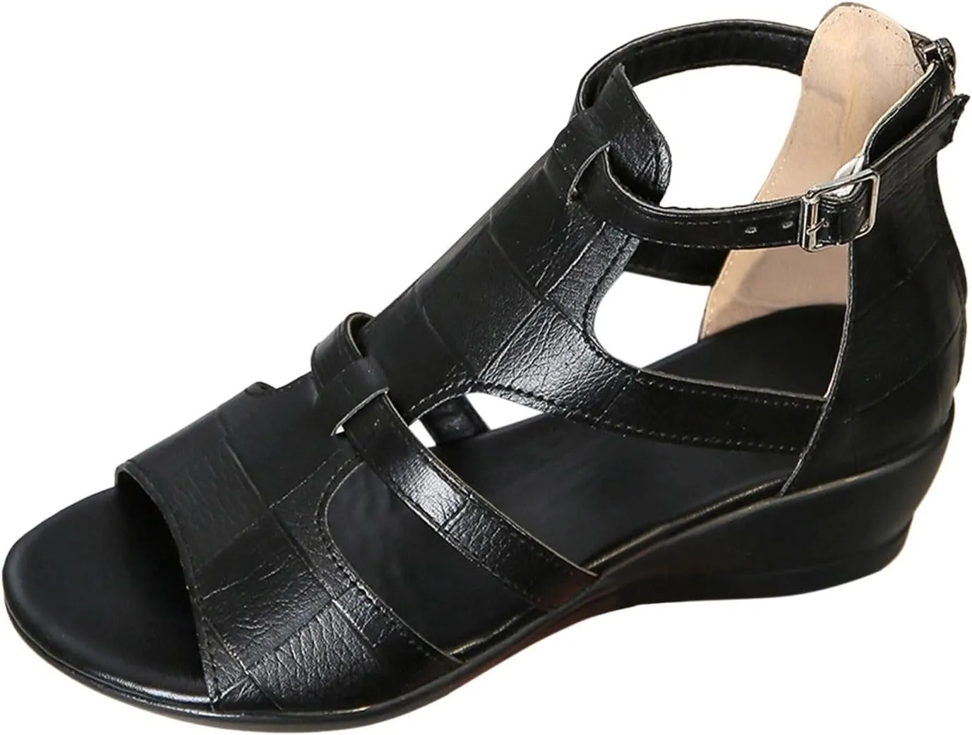 Womens Platform Sandals Elastic Ankle Strap Open Toe Flower Shoes Womens Low Wedges Platform Sandals