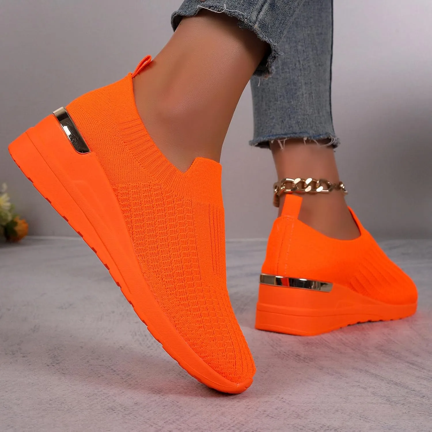 Women's Platform Sandals Women's Mesh Flying Woven Sports Shoes Solid Color Breathable Light Outer Wear Thick Sole